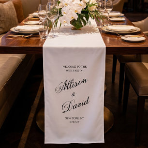 Elegant Black White Wedding Reception Table Decor  Short Table Runner