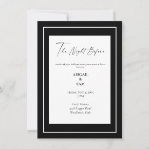 Elegant Black & White Wedding Rehearsal Invitation