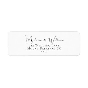 Elegant Black & White Wedding Return Address Label