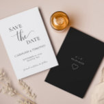 Elegant Black White Wedding Save The Date Card<br><div class="desc">This simple minimalist save-the-date card is perfect for announcing your upcoming wedding.  This card features a black-and-white design with elegant text.  Customise text on the front and back of the card with all the details of your special day.  #savethedate #ourwedding #minimalistwedding</div>
