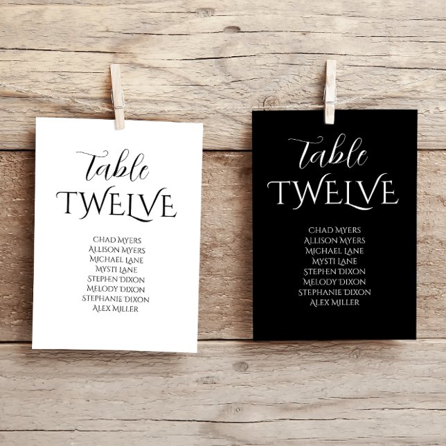 Elegant Black & White Wedding Seating Chart  Table Number (Creator Uploaded)