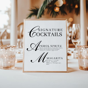 Elegant Black & White Wedding Signature Cocktails