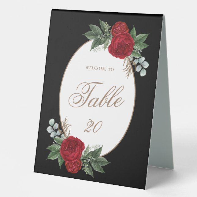 Elegant Black & White Wedding Table Number (Front)
