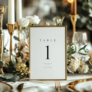 Elegant Black & White Wedding Table Number Card
