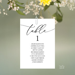 Elegant Black White Wedding Table Seating Chart Number