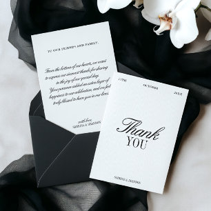 Elegant Black & White Wedding Thank You Card