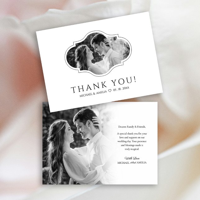 Elegant Black & White Wedding Thank You Card (Elegant Wedding Thank You Card)
