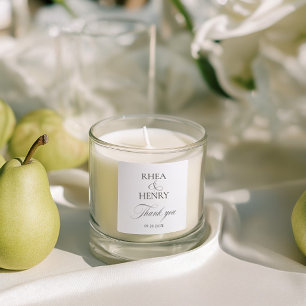 Elegant Black & White Wedding Thank You Square Sticker