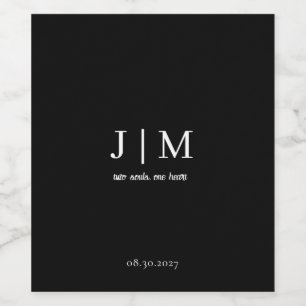 Elegant Black & White Wedding Wine Label