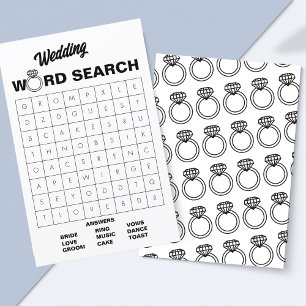 Elegant Black & White Wedding Word Search Game  