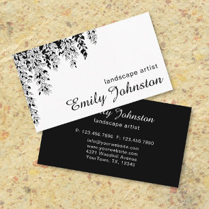 Elegant Black White Weeping Birch Branch Botanical Business Card