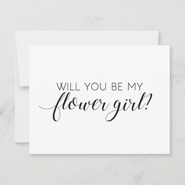 Elegant Black White Will You Be My Flower Girl Invitation (Front)