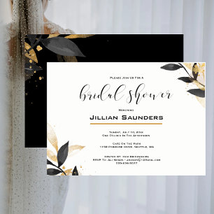 Elegant Black & White, With Gold Bridal Shower  Invitation