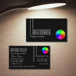 Elegant Black White with Logo Professional Modern Business Card