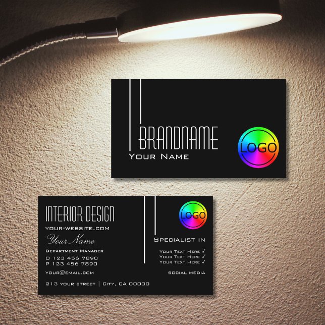 Elegant Black White with Logo Professional Modern Business Card (Creator Uploaded)