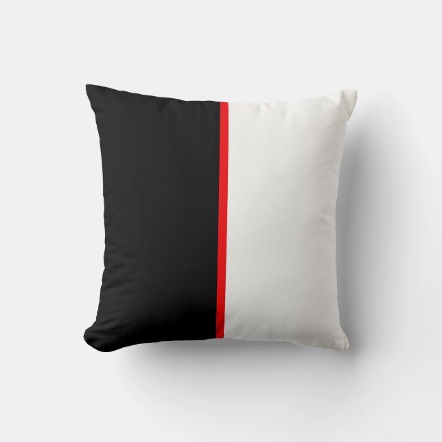 Elegant Black & White with Red Line Accent Cushion (Front)