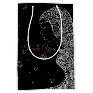 Elegant Black & WhiteBridal Shower Thank You Gift Medium Gift Bag