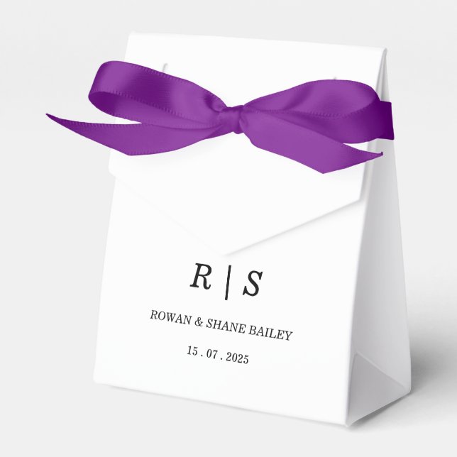 Elegant Black & WhiteMonogram Wedding Favour Box (Front Side)