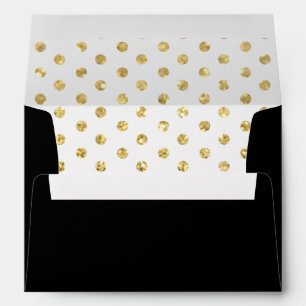 Elegant Black with Gold Polka Dots Patterns Envelopes