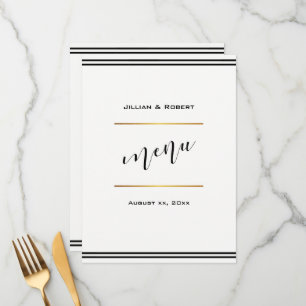 Elegant Black With Gold Wedding Menu