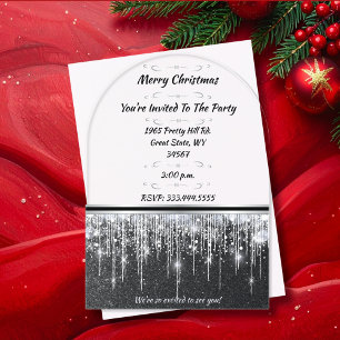 Elegant Black with Silver Accents Christmas Party Acrylic Invitations