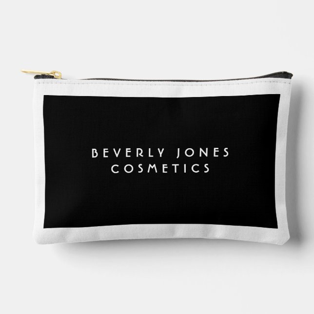 Elegant Black with White Border  Accessory Pouch (Front)
