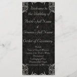 Elegant Black with White Swirls Wedding Program<br><div class="desc">This elegant wedding design is done with a tone on tone damask as the background with elegrant white swirls in the four corners of the design. Customise with your wedding information, menu, program, invitations, envelopes, postage and table cards. Everything you need for the perfect wedding. Custom orders are welcome. Contact...</div>