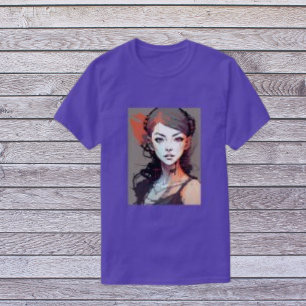 Elegant Black Woman, Modern Pop Art Purple T-Shirt