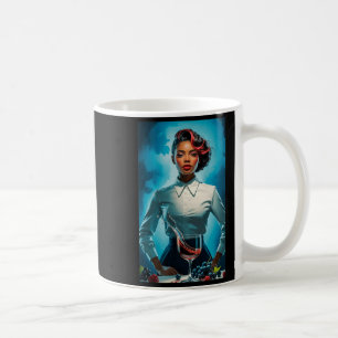 Elegant black woman red wine splash grapes art coffee mug