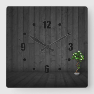 Elegant Black Wood Design Square Wall Clocks