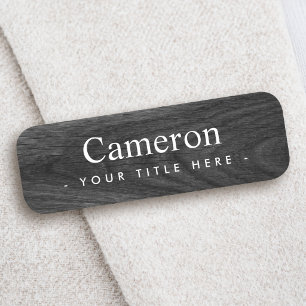 Elegant black wood grain look first name title tag