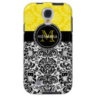 Elegant Black Yellow Damask Personalised