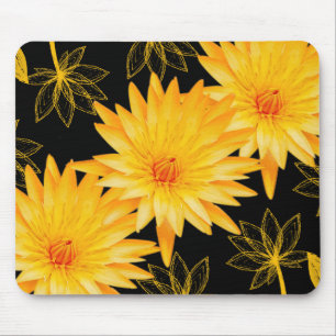 Elegant black & yellow lillies mousepads