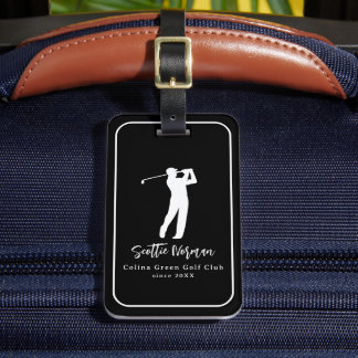 Elegant BlackandWhite Golfer Tag with Name