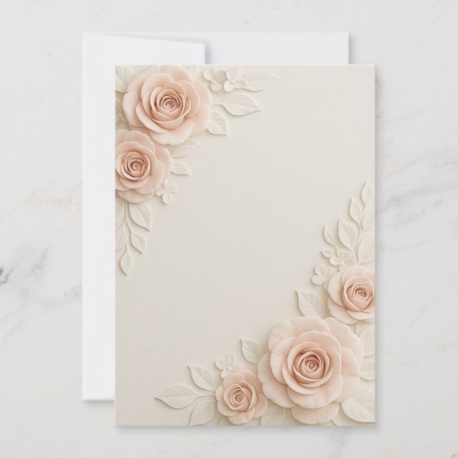 Elegant Blank 3D Floral Card Handwriting Friendly (Front)