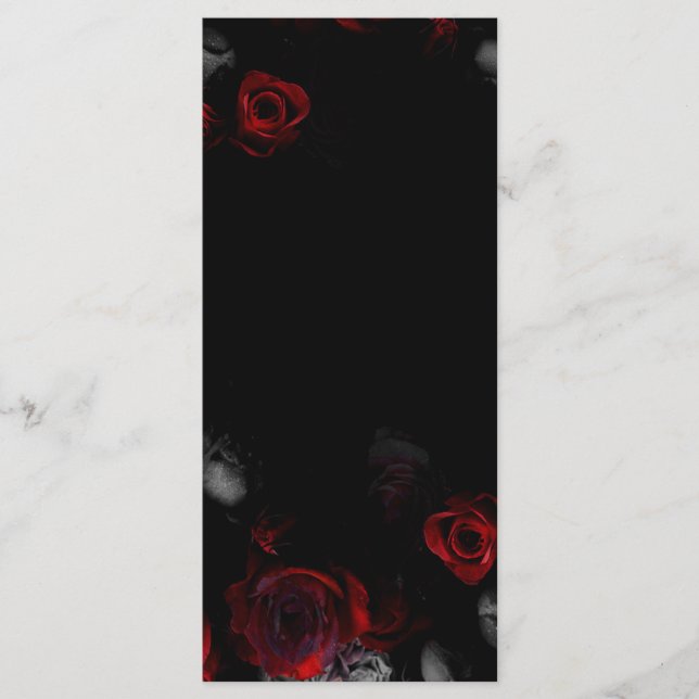Elegant Blank Black and Red Floral Wedding Card (Front)