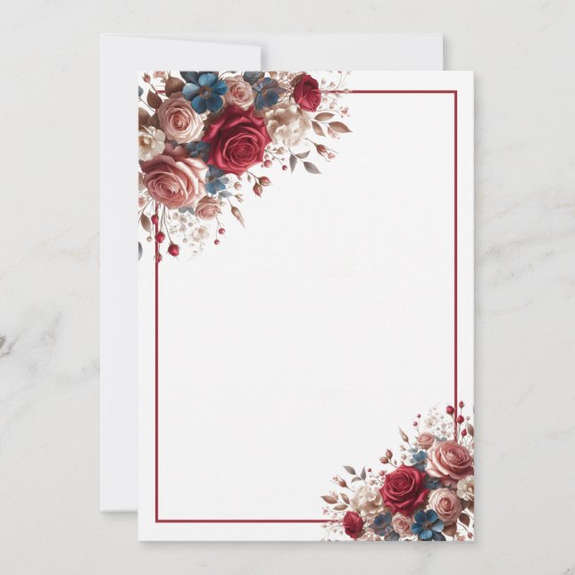 Elegant Blank Floral Wedding  Invitation (Front)