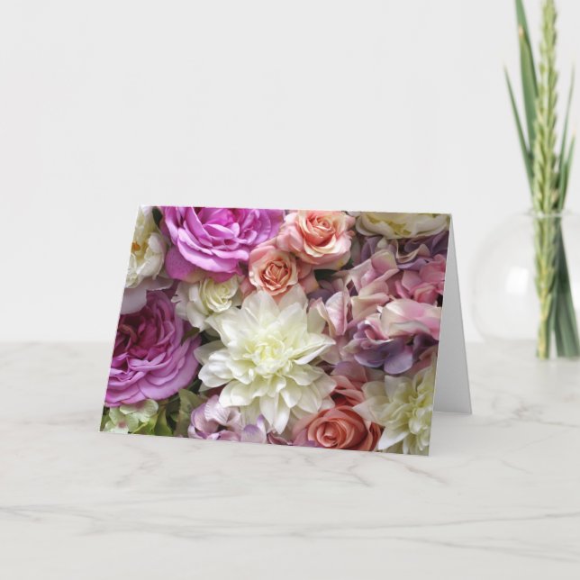 Elegant Blank Inside Pretty Floral Folded Note Card (Front)