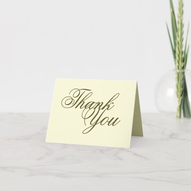 Elegant Blank Light Yellow Thank You Card (Front)