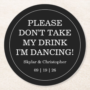 Elegant Blank & White Wedding Round Paper Coaster