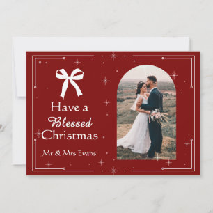 Elegant Blessed Christmas Photo Card