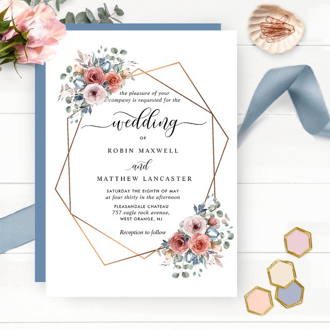 Elegant Blissful Floral Geometrical Wedding Invitation (Creator Uploaded)