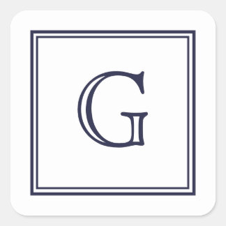 Elegant Block Monogram with Border Square Stickers