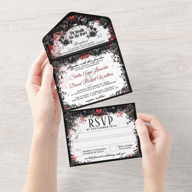 Elegant Blood Splatter Halloween - Together With All In One Invitation (Tearaway)