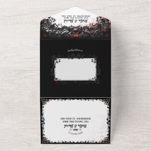 Elegant Blood Splatter Halloween Wedding All In One Invitation