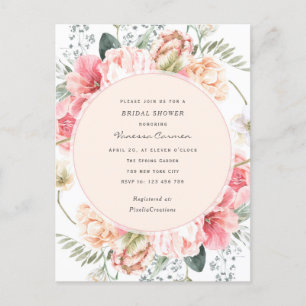 Elegant bloom floral, chic garden trendy flowers invitation postcard