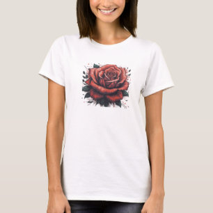 Elegant Bloom: Stylised Rose Sketch Tee