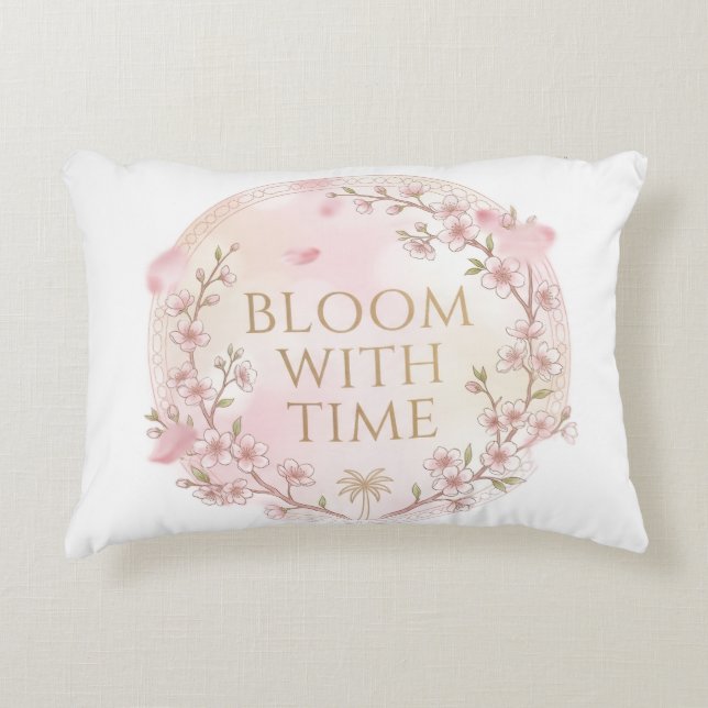Elegant "Bloom With Time" Floral Pillow (Front)