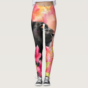 Elegant Blooming Floral Wild Black Panther Leggings