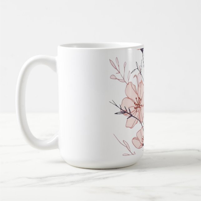 Elegant Blooming Flower Illustration Coffee Mug (Left)